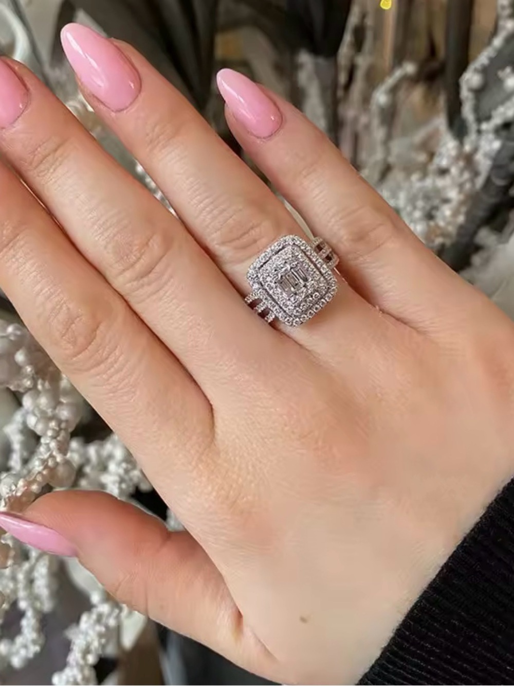 Silver engagement statement Ring